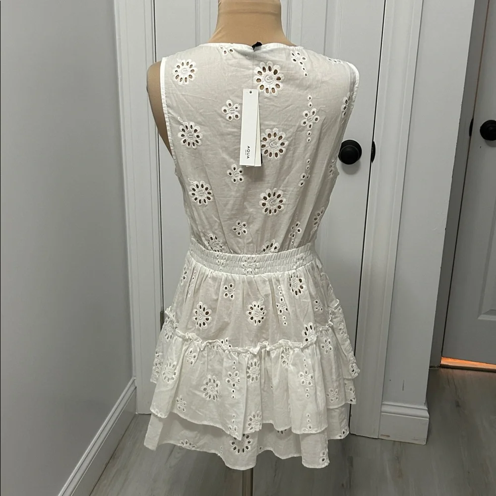 Aqua Swim Ivory Eyelet Tiered Cover Up Dress